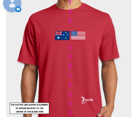 Designed Irene: Male Shirt (front) American and Australian Flags
